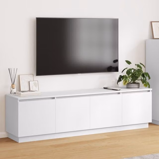 Berkfield Home Modern White TV Cabinet with Integrated LED Lighting, W/D/H: 180 x 38 x 49 cm – 1