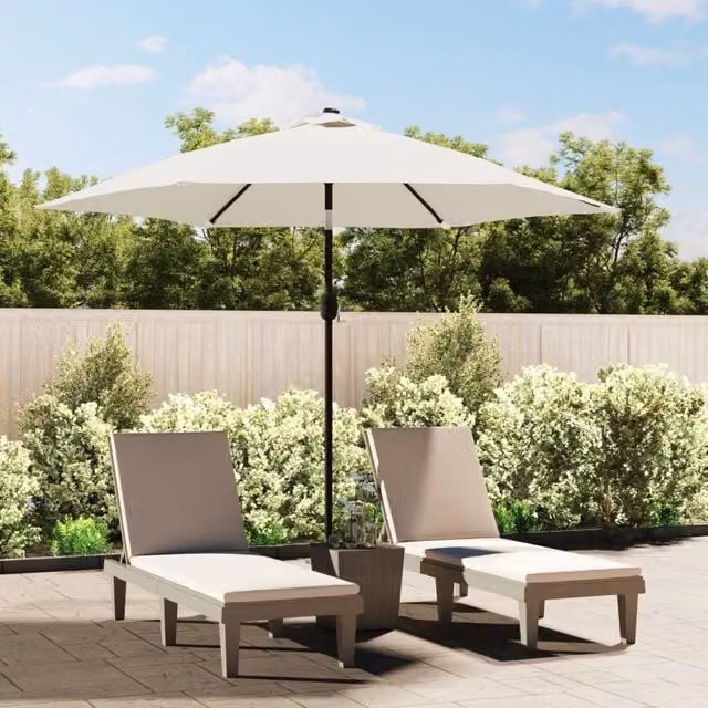 Berkfield Home LED Cantilever Garden Umbrella in Sand White, 3 m – 1