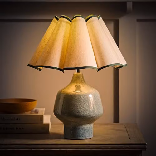 ValueLights Green Ceramic Table Lamp with Fabric Shade and Included Bulb – 2