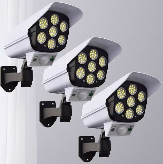 Ventryn 3-Piece Solar LED Motion Sensor Outdoor Security Floodlights in White – 1