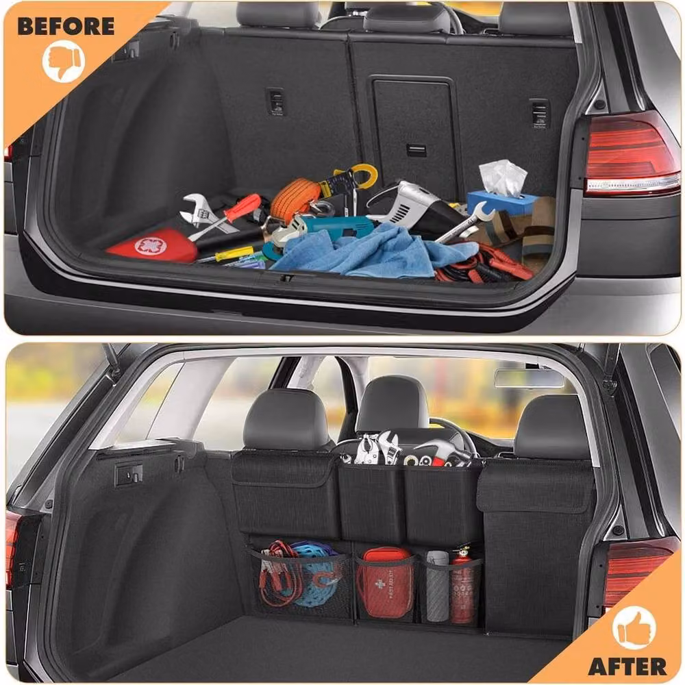 NESTLUNE Large Boot Organiser and Back Seat Storage Bag in Black – 3