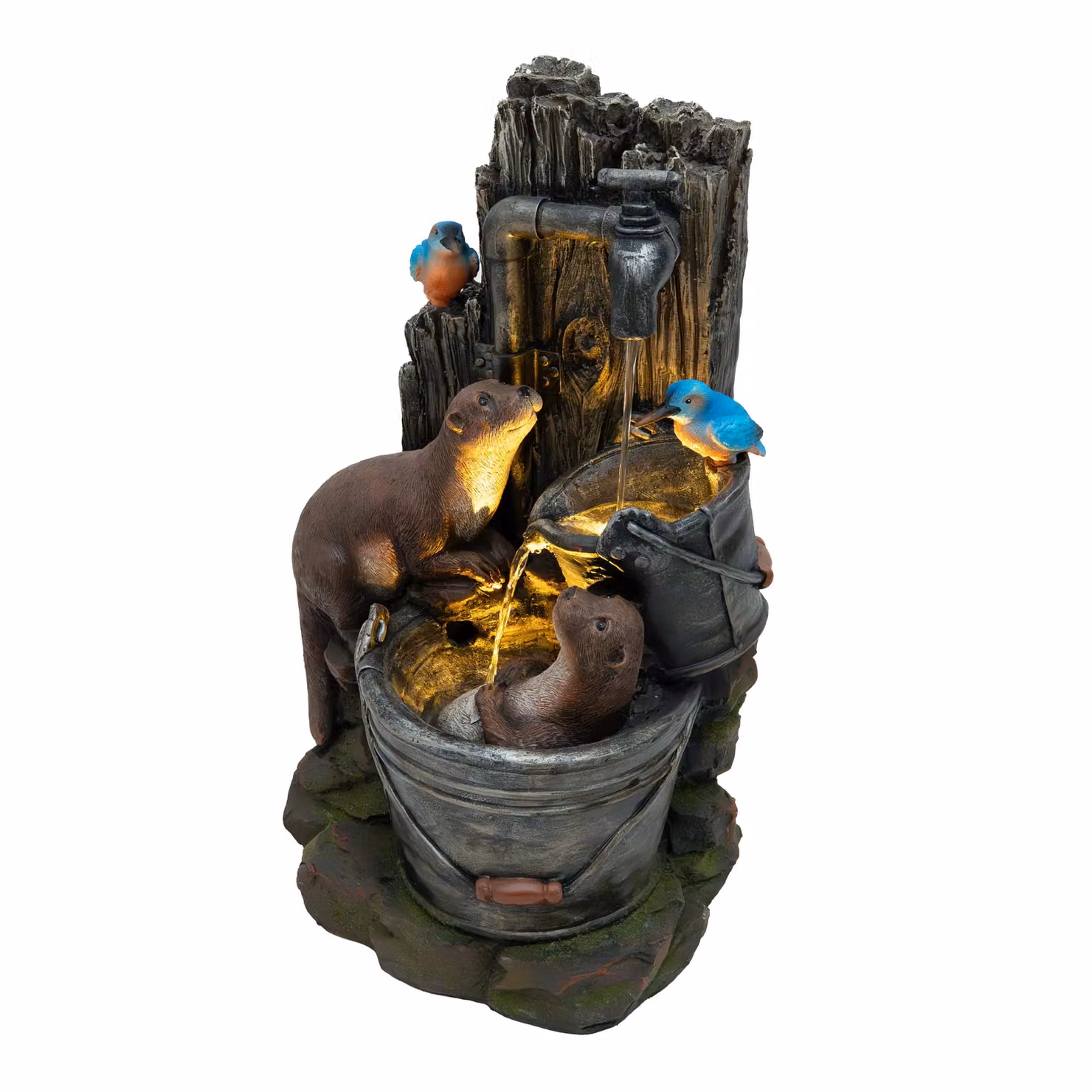 Monstershop Otter Oasis Electric Water Feature in Grey, Polyresin Tabletop Fountain, W/D/H: 38.5 x 30.0 x 62.0 cm – 2