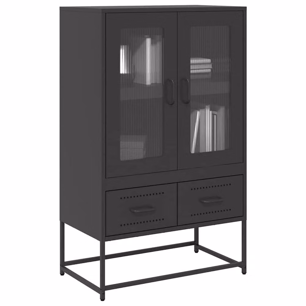 Berkfield Home Black Matt Steel Highboard W: 68 cm, D: 39 cm, H: 111.5 cm – 2