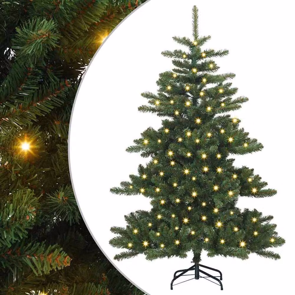 Berkfield Home Elegant Artificial Hinged Christmas Tree with 150 LEDs, Green, H 150 cm x W 104 cm x D 104 cm – 3