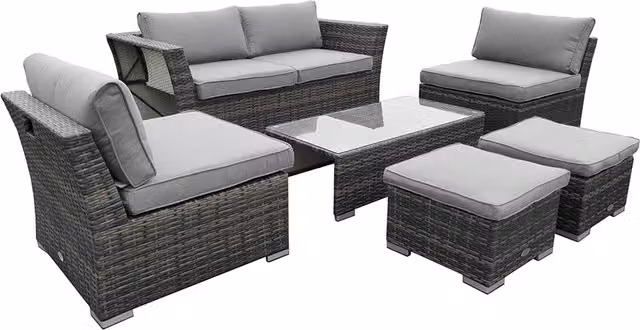 Charles Bentley St Tropez Rattan Lounge Set in Grey