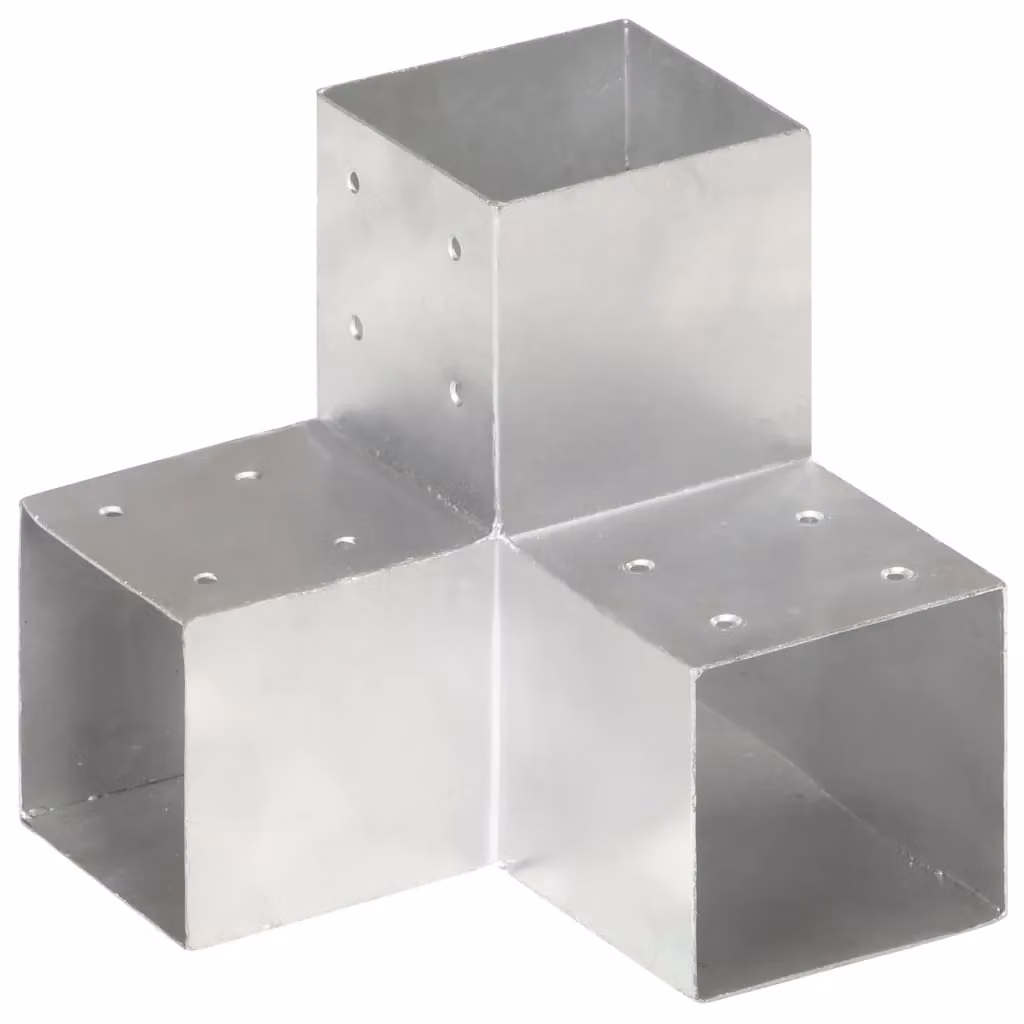 Berkfield Home Y Shape Post Connectors, 4 Pack, Galvanised Silver Metal, 10.1 cm – 2