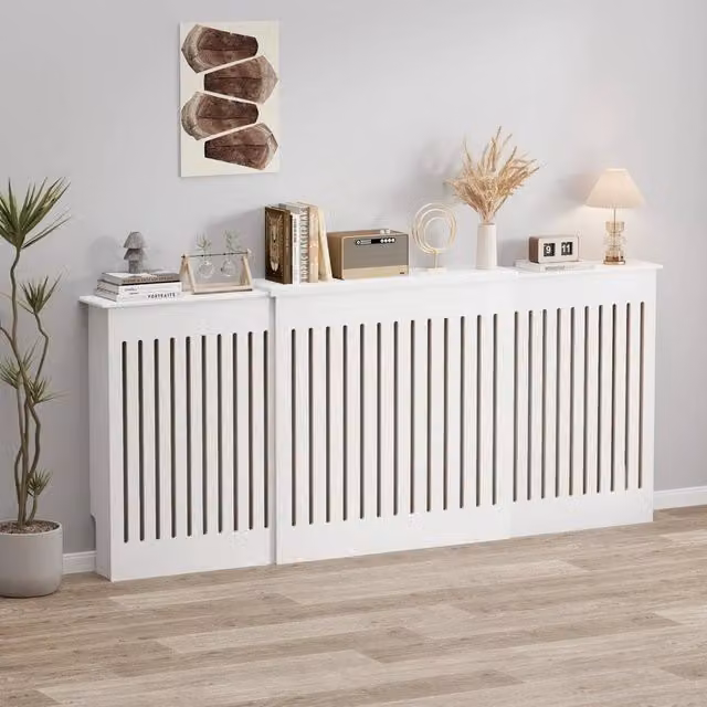 SPETLEK White Adjustable Radiator Cover with Vertical Slat Design – 1