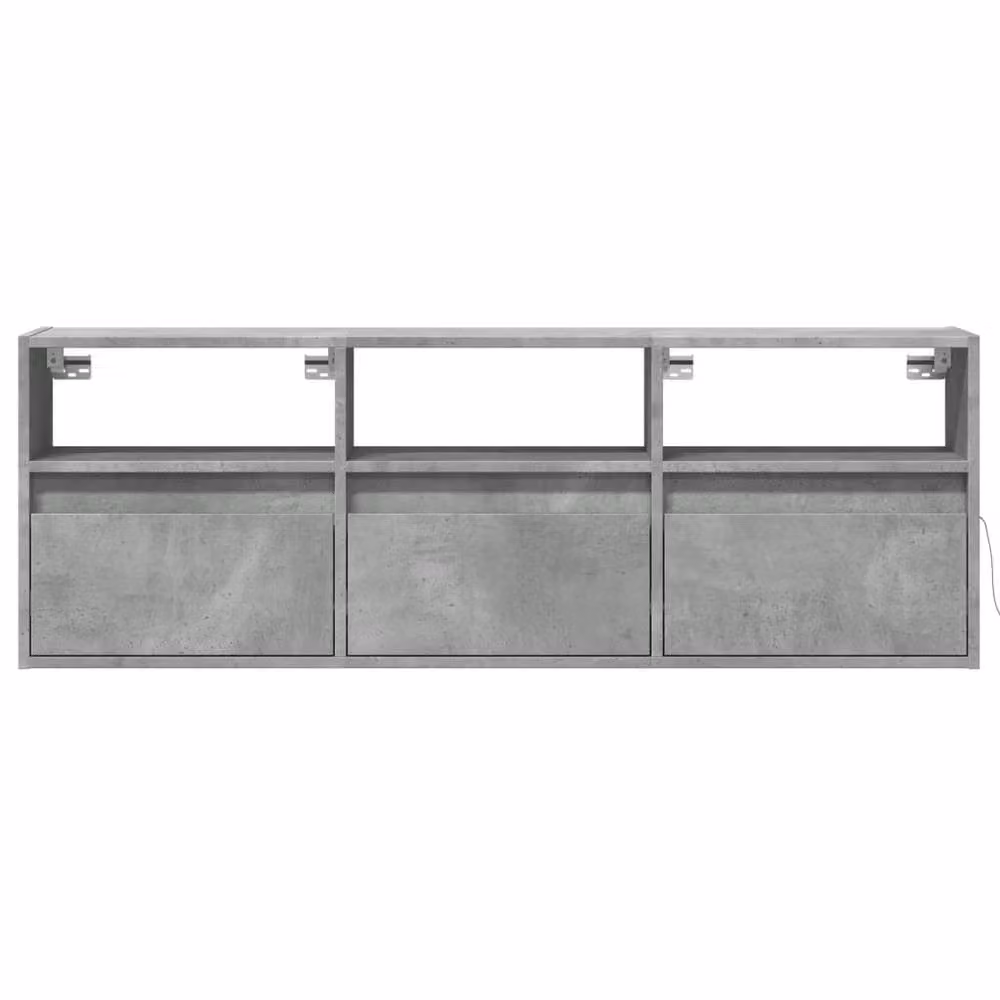Berkfield Home TV Wall Cabinet with LED Lights in Concrete Grey, W/D/H: 130 x 31 x 45 cm – 3