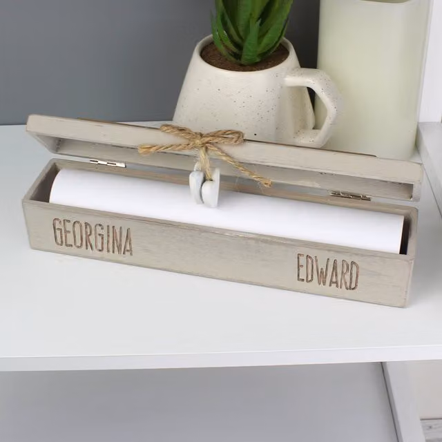 The Personal Shop White Wooden Wedding Certificate Holder