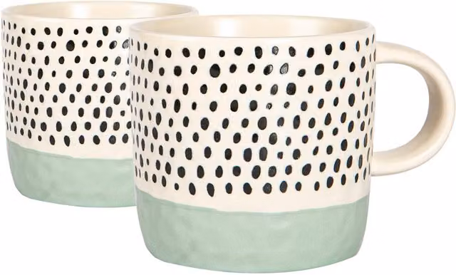 Nicola Spring Dotted Stoneware Coffee Mug, Blue, 385ml