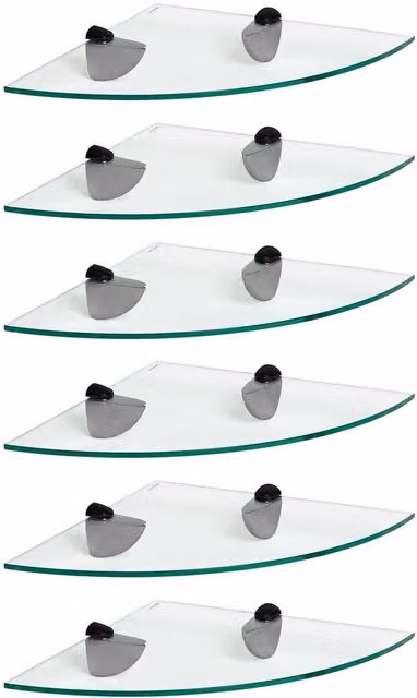 Harbour Housewares Black and Transparent Floating Glass Corner Shelf for Bathroom, W/D/H: 30 x 30 x 30 cm