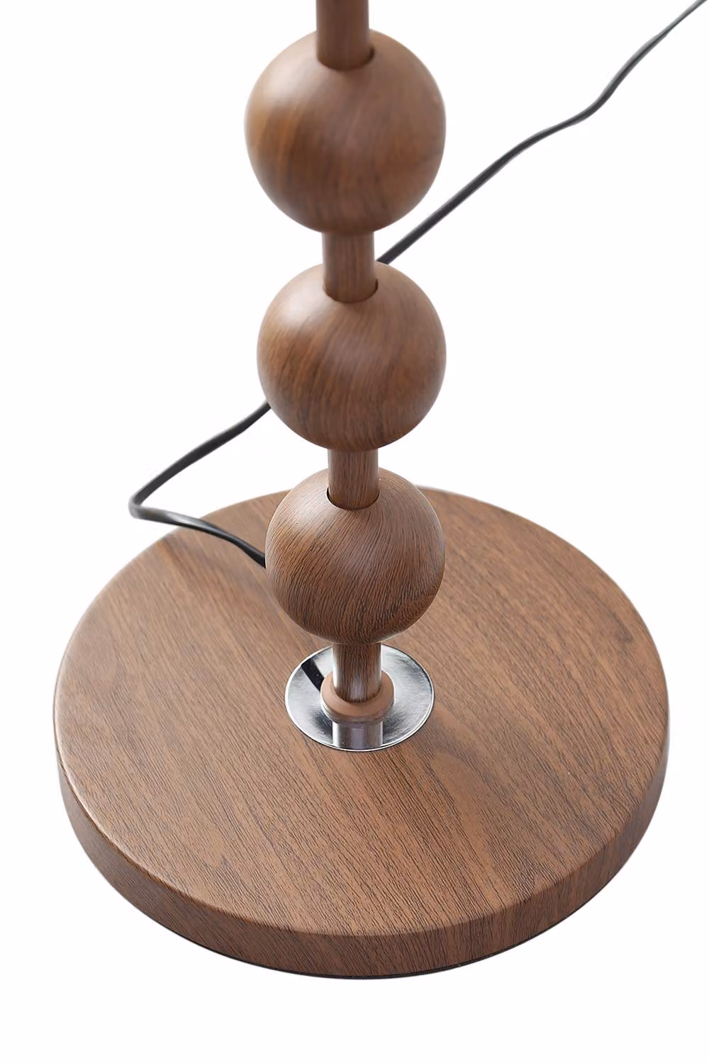 Garden Sanctuary Modern Chinese Floor Lamp with Brown Wood Base and White Fabric Shade – 4