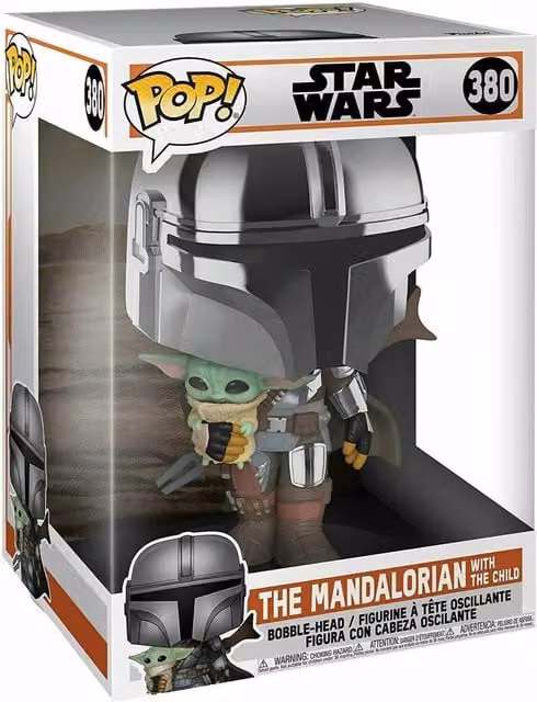 Funko Star Wars The Mandalorian Chrome Mandalorian with The Child Figure, Multicoloured, Height: 25.4 cm