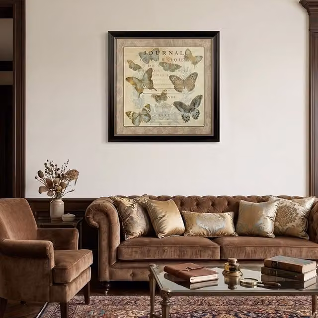 Orsina Vintage Butterfly Framed Paper Poster Wall Art in Multicolour