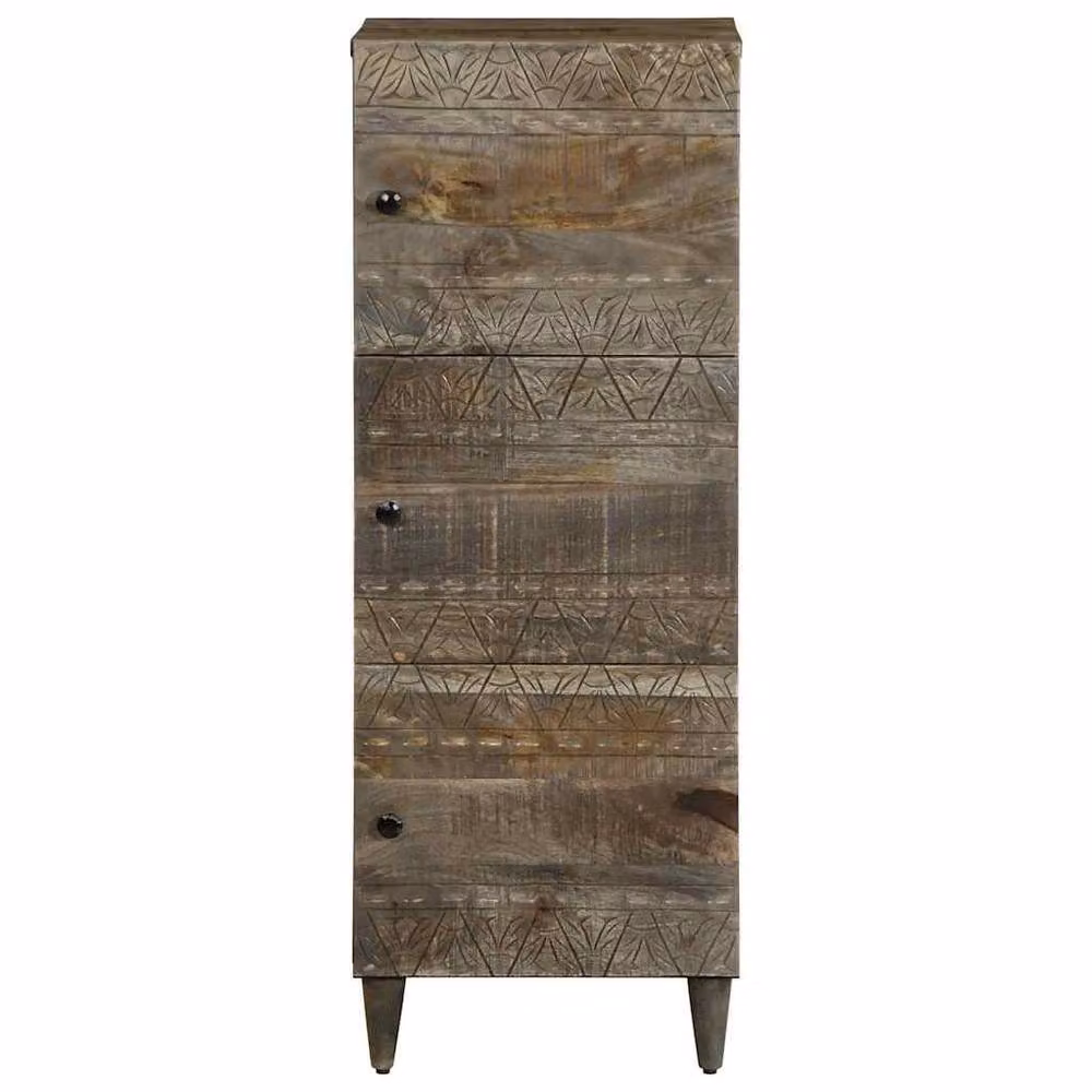 Berkfield Home Highboard in Black Solid Mango Wood, W/D/H: 40 x 33 x 110 cm – 3