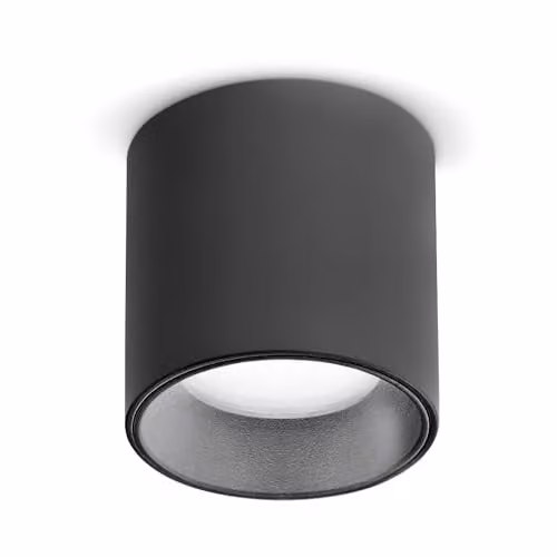 Netlighting DOT LED Surface Mounted Cylinder Downlight, Black, 3000K Warm White, Non-Dim