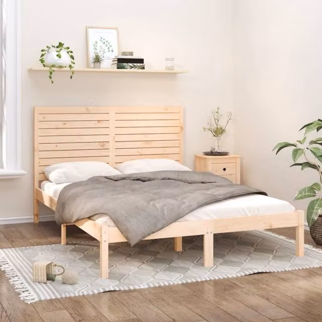 Berkfield Home Rustic Solid Pine Bed Frame, Brown, W: 160 cm, D: 200 cm
