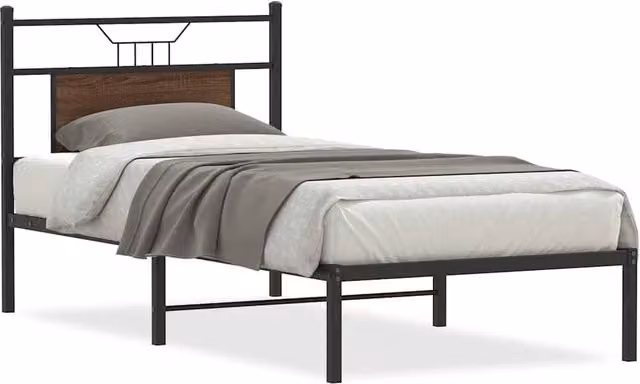 Berkfield Home Bed Frame in Brown Oak, W/D/H: 90 x 200 cm – 1