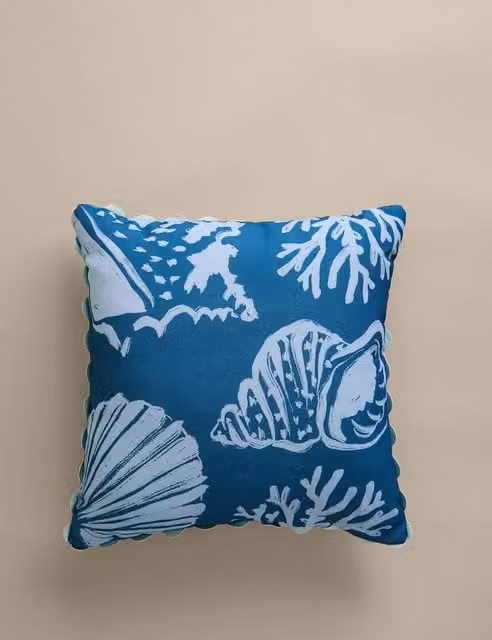 M&S Set of 2 Nautical Blue Square Outdoor Polyester Cushions