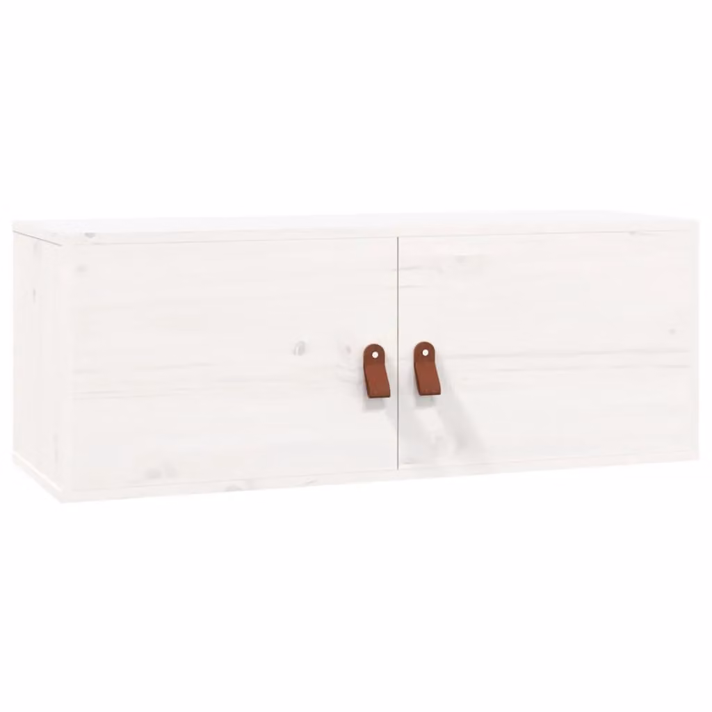 Berkfield Home Set of 2 Rustic White Solid Wood Pine Wall Cabinets W/D/H: 80 x 30 x 30 cm – 2