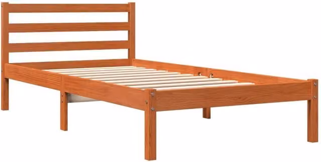 Berkfield Home Beautiful Single Bed Frame in Waxed Brown Pine, W/D/H: 190 x 90 x 69.5 cm – 1