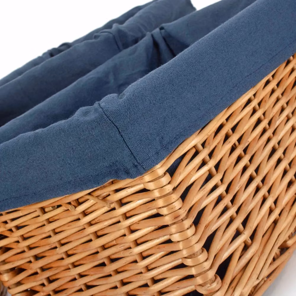 Red Hamper Double Steamed Willow Storage Basket with Navy Cotton Lining in Blue, Size XL – 3