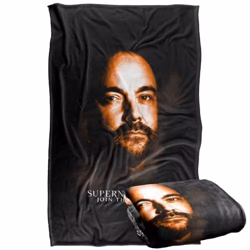 LOGOVISION Supernatural Crowley Portrait Super Soft Fleece Throw Blanket, Multicolour, W: 91 cm, D: 147 cm