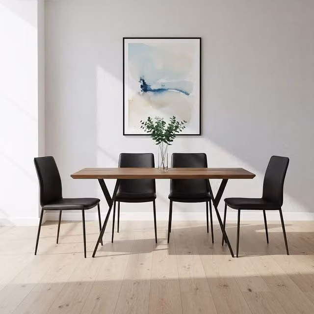 Interiors by Premier Arron Modern Rectangular Dining Table in Brown and Black with X-Frame Design, W/D/H: 160 x 76 x 90 cm – 1