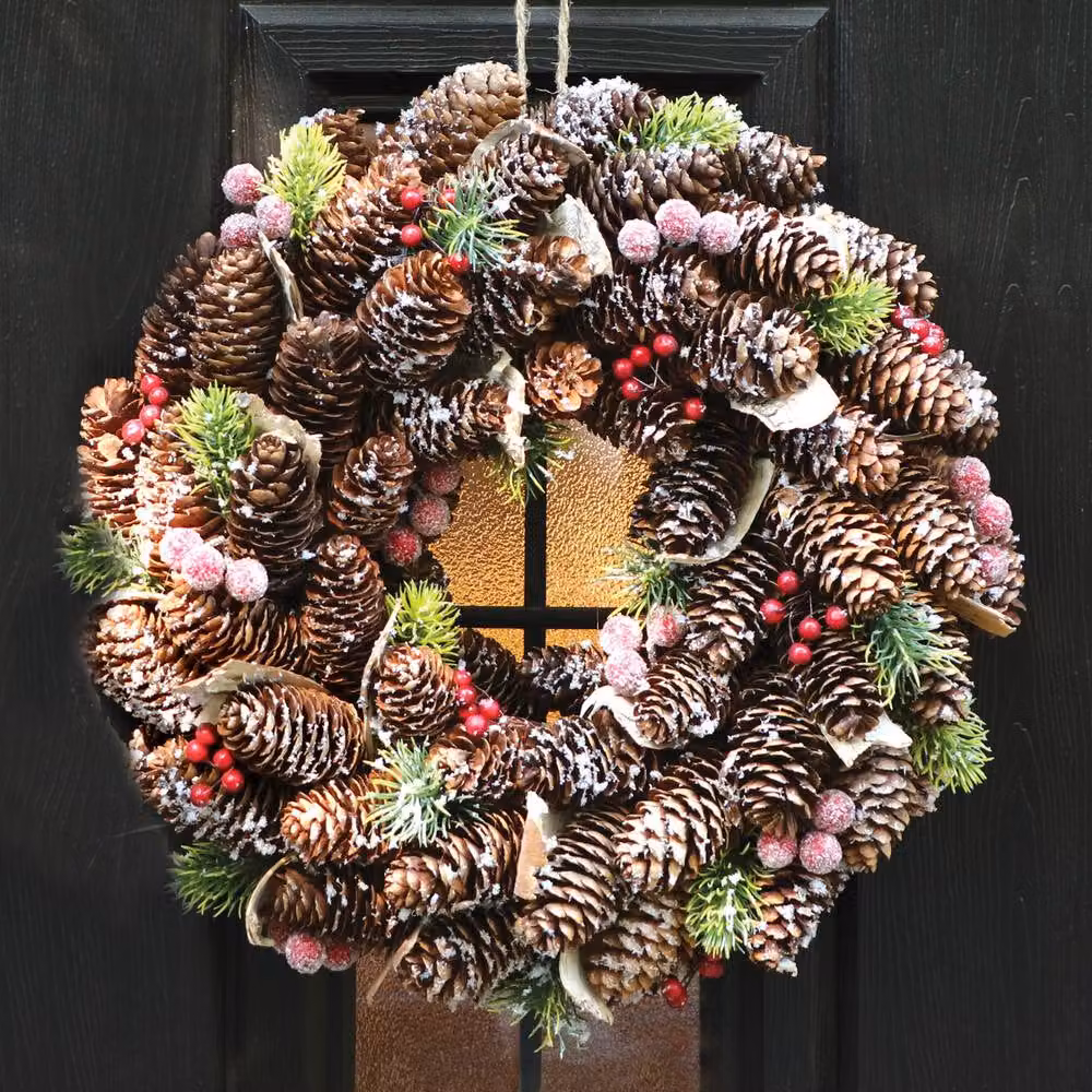 Dibor Traditional Berries Christmas and Seasonal Wreath in Grey and Red, Diameter: 36 cm – 2