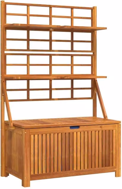 Berkfield Home Brown Acacia Wood Garden Storage Box with Trellis, W/D/H: 99 x 50 x 160 cm