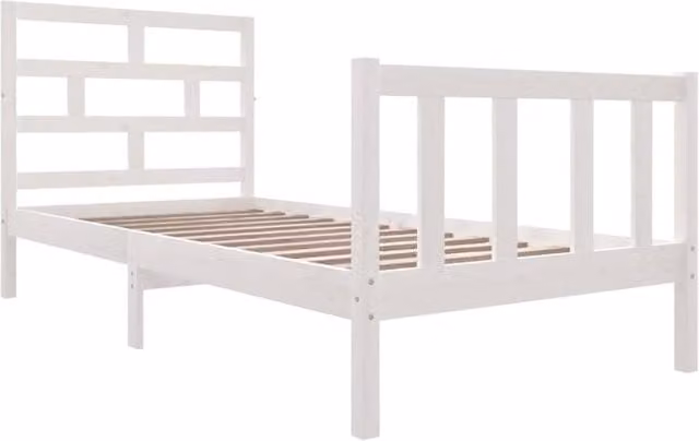 Berkfield Home Beautiful Single Bed Frame in White Solid Pine, W/D/H: 90 x 190 x 69.5 cm