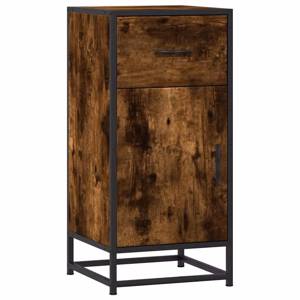 Berkfield Home Industrial Sideboard in Smoked Oak and Brown, W/D/H: 35.5 x 35 x 76 cm – 2
