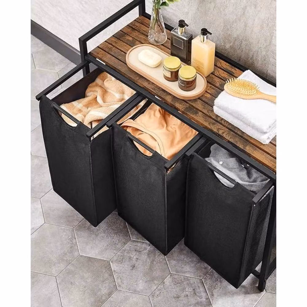 SPETLEK Large Industrial Wooden Laundry Hamper Basket Bin in Black – 3