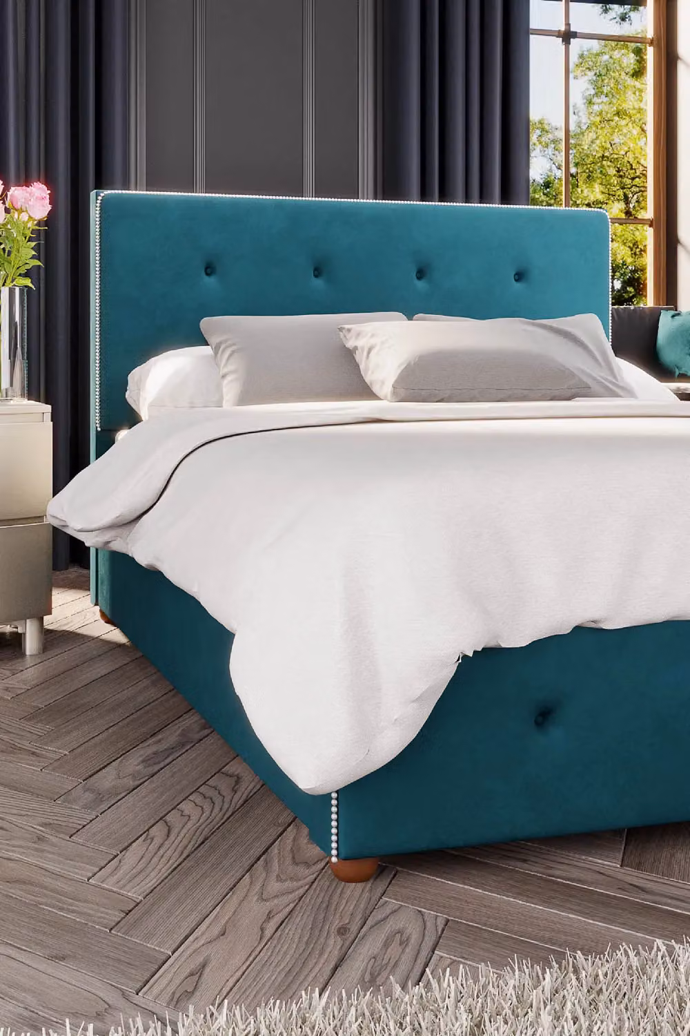 Laurence Llewelyn-Bowen Hesper Ottoman Storage Bed in Emerald Green Plush Velvet Fabric, King Size (W/D: 180 x 200 cm) – 3