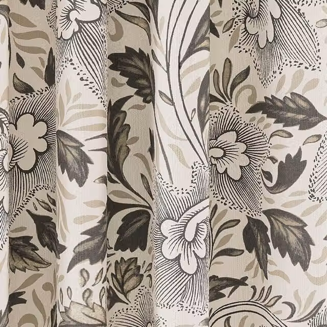 V&A Art Nouveau Floral Cotton Opaque Eyelet Curtains, Grey, Blue and White, W: 228.6 cm, H: 137.16 cm