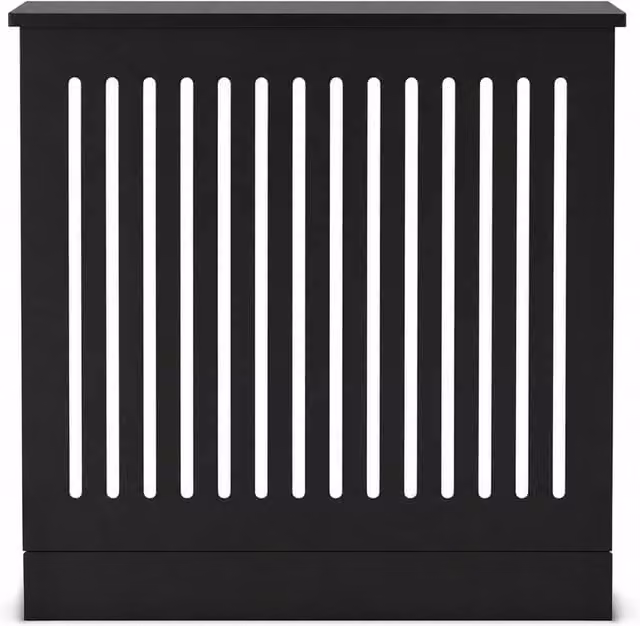 JSH Black Vertical Slat MDF Radiator Cover with Base, W/D/H: 78 x 19 x 85.2 cm