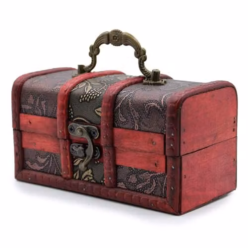 Ancient Wisdom KDMD Large Colonial Box with Gold and Red Floral Panels – 1