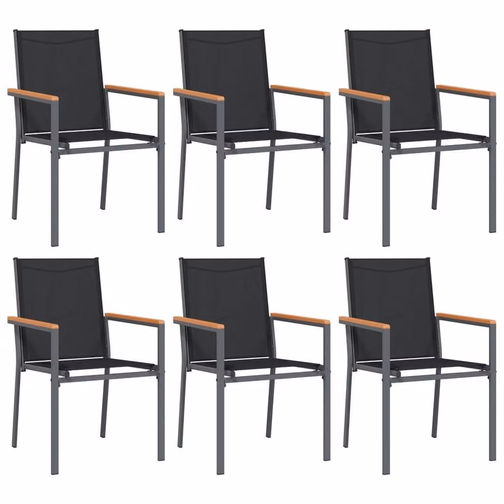 Berkfield Home 7 Piece Black Textilene and Steel Garden Dining Set – 4