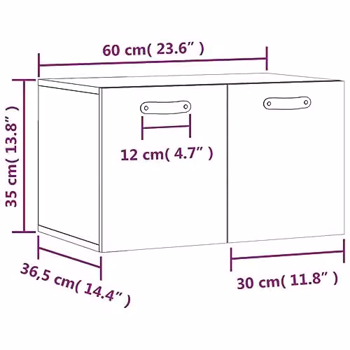 vidaXL Modern Wall Cabinet in Grey Sonoma, W/D/H: 60 x 36.5 x 35 cm – 3