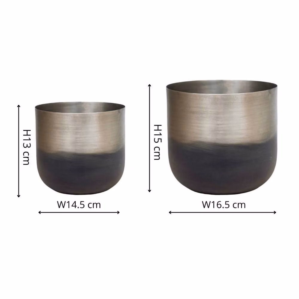 Ivyline Oscar Two Tone Silver Metal Tabletop Planter Set of 2 – 2