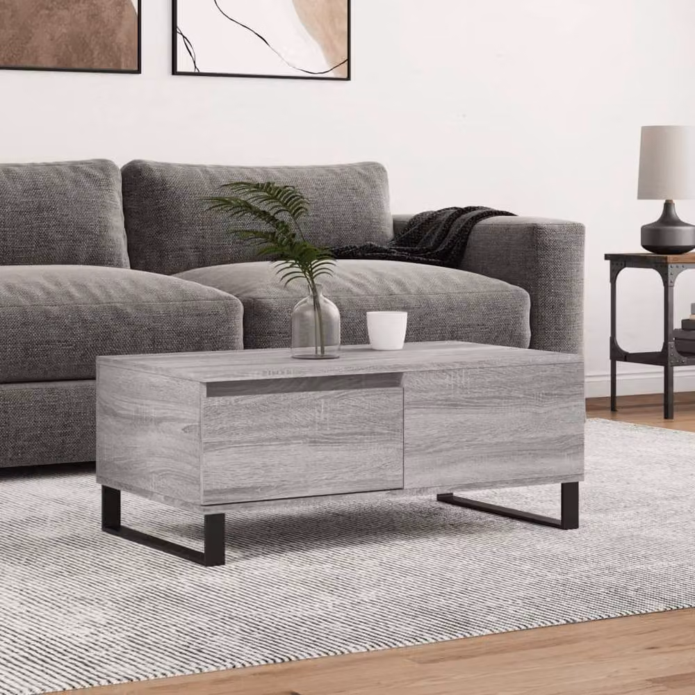 Berkfield Home Modern Rectangular Coffee Table in Grey Sonoma, W/D/H: 90 x 50 x 36.5 cm – 2