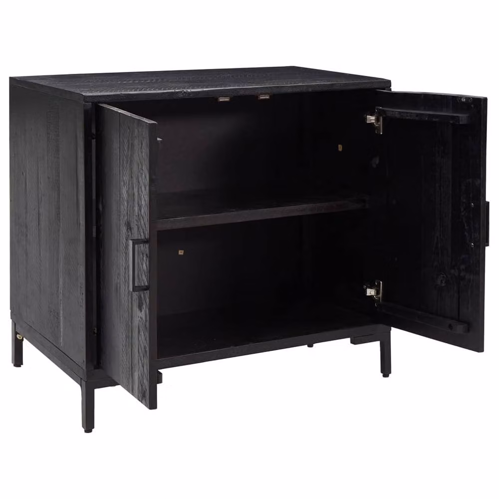 Berkfield Home Black Solid Pinewood Sideboard W/D/H: 75 x 35 x 70 cm – 3
