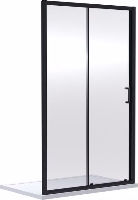 Balterley 6mm Toughened Safety Glass Sliding Shower Door, Black, W: 120 cm, H: 190 cm