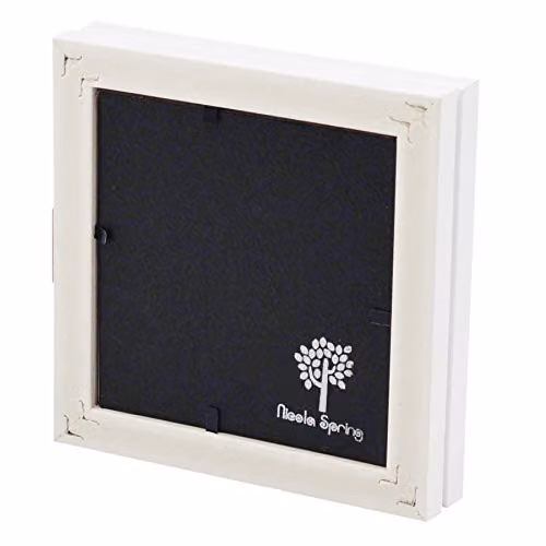 Nicola Spring Modern White Folding 2-Photo Frame, Square Tabletop Display, Fits 10 x 10 cm – 2