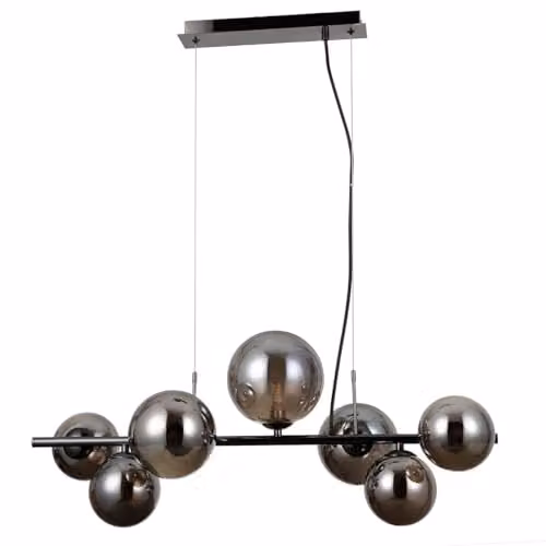 Netlighting Canello Modern 7-Light Bar Pendant Ceiling Light in Black with Transparent Glass and G9 Bulbs – 1