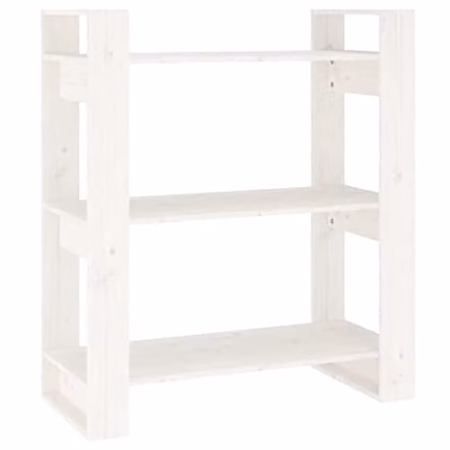 vidaXL White Solid Wood Pine Book Cabinet and Room Divider, W/D/H: 80 x 35 x 91 cm – 1