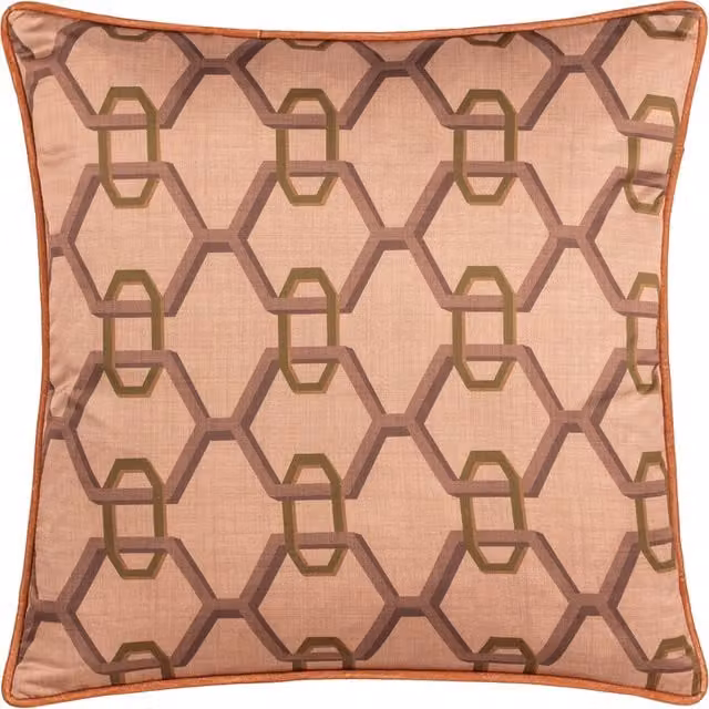 Make It A Home Carnaby Chain Geometric Pink Satin Square Cushion