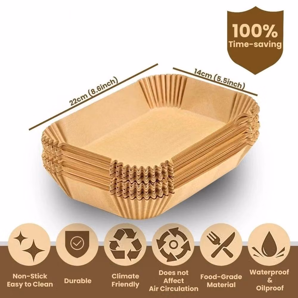 NESTLUNE Disposable Non Stick Air Fryer Paper Liners, Brown, 100 Pack – 2