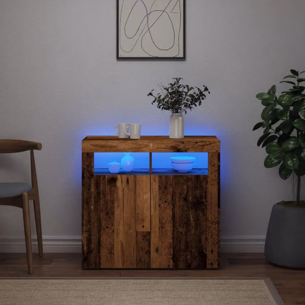 Berkfield Home Modern Sideboard with Integrated LED Lights in Brown, W/D/H: 80 x 35 x 75 cm – 4