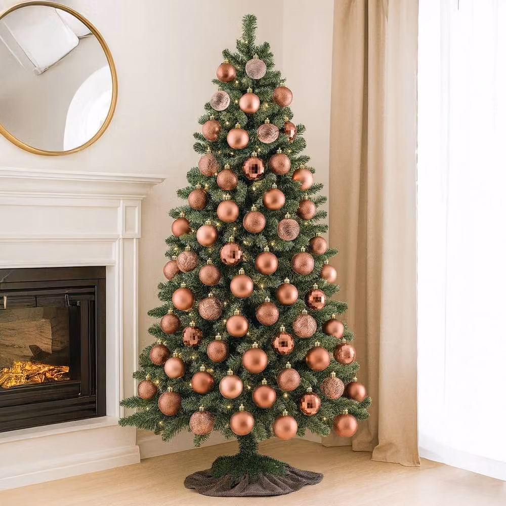 Neo Set of 36 Modern Round Christmas Tree Bauble Ornaments in Beige and Sand – 2